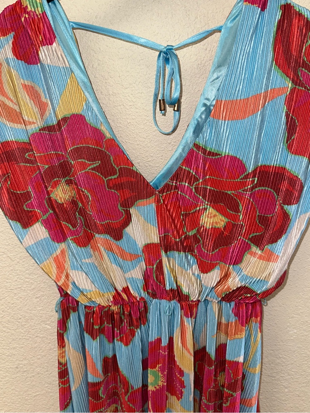 Women’s Floral Midi Dress - Blue & Red